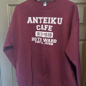 Anteiku Cafe Screen Printed Maroon Glidan Heavy Blend Hoodie XL